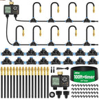 MIXC 1/4" 100Ft Drip Irrigation System with Rechargeable 2-Zone Water Timer by MIXC