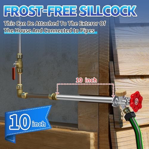 Boltigen 10inch Anti-Siphon Frost Free Sillcock Valve, No Lead Brass Freeze Proof Outdoor Water Faucet, 1/2" NPT X 3/4'' GHT Hose Bib Frost Free Outside Spigot - Image 5