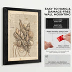 Framed Canvas Wall Art Vintage Seashells and Driftwood Muted Tones on Newspaper Print Canvas Print Poster Black Frame Wall Decor for Living Room Coastal Art, Ocean Decor - 12x16 Inch - Image 3