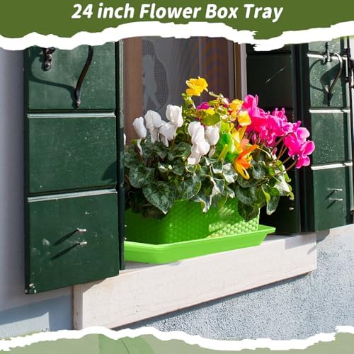 Cinnvoice 4 Pcs 24 x 8 x 1.6 Inch Rectangle Plant Saucer Tray, Green - Image 6