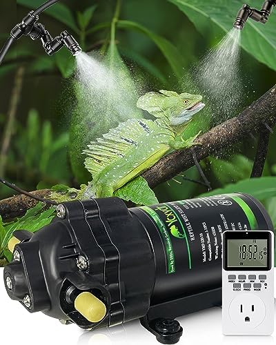 Reptile Mister Automatic Misting System, Reptile Humidifiers for Terrariums, Reptile Misting System with Programmable Timer & 6PCS Adjustable 360° Nozzles, for a Variety of Reptiles/Amphibians/Herbs by Ycxydr