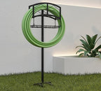 Kingson Portable Garden Hose Holder with Storage Basket - Heavy-Duty Black Steel Construction, Holds 150FT Hose, Freestanding & Detachable Design with Tools for Easy Assembly - Image 4