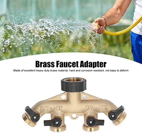 Heavy Duty 3/4 Inch 4 Way Brass Hose Splitter Garden Water Faucet Manifold with Individual Ball Valves for Outdoor Lawn Irrigation and Gardening Durable Connector (US Plug) - Image 4