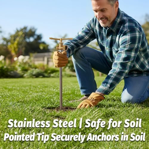 Atlantic 3-Head Solid Brass Sprinkler – Heavy Duty Stainless Steel Spike with 6-Outlet Efficient Irrigation for Lawn, Garden & Farm | Water-Saving Design with Male/Female Hose Connections (2) - Image 6