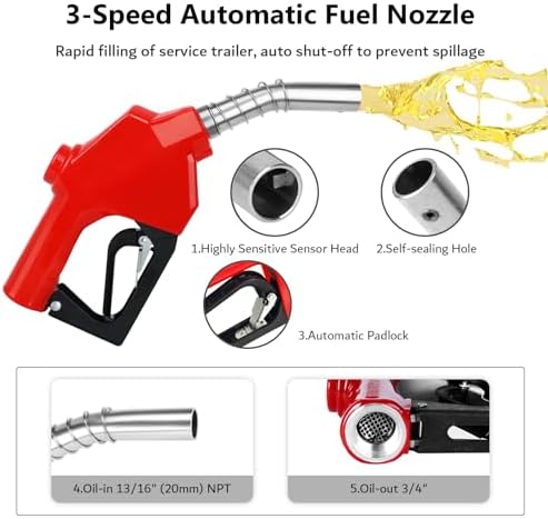 3/4" x 50ft Diesel Fuel Hose Reel Black, Heavy Duty Retractable Hose Reel Spring Driven Auto Swivel 300PSI Fuel Line Transfer Hose with Fueling Nozzle for Tank Truck Trailer Boat Cart - Image 4
