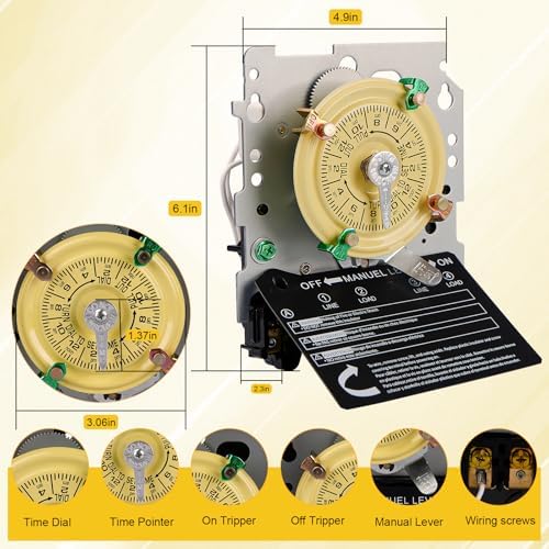 T104M Pool Timer Mechanism Only, 24-Hour Mechanical Timer Switch for Pump - Image 6