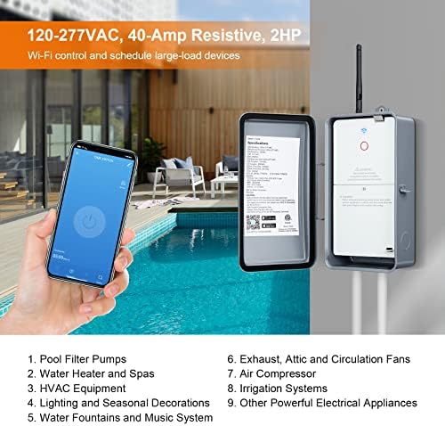 SURAIELEC WiFi Pool Timer, 40Amp 2HP, 120/240/277VAC, Metal Enclosure - Image 6