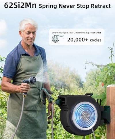 Retractable Garden Hose Reel 1/2 Inch x 100 ft,Automatic Slow Rewind System - Image 5