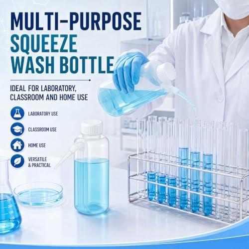 10 Pack 250ml+500ml Squeeze Wash Bottles PE Plastic Lab Wash Bottle with Down Spout Translucent Wide Mouth Lab Dispensing Bottles for Liquid Washing Tattoo Cleaning Plant Watering - Image 4