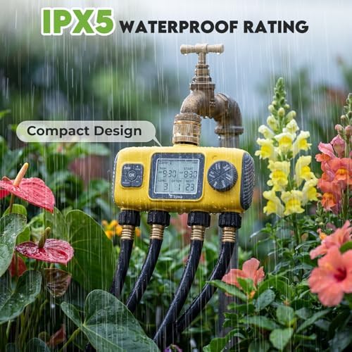 4 Zone Water Timer for Garden Hose, 4 Outlets Sprinkler Timer Kit - Image 7