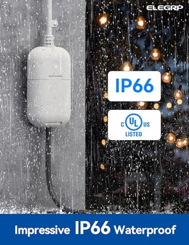 ELEGRP PQR11 Outdoor Smart Dimmer Plug Waterproof IP66, Smart WiFi Plug Compatible with Alexa & Google Assistant, Outdoor Dimmer for String Lights, No Hub Required, UL Certified, 2 Pack, Grey - Image 2