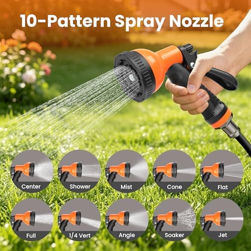 Retractable Garden Hose Reel, 65 ft x 1/2", Wall Mounted, 10-Pattern Nozzle - Image 3