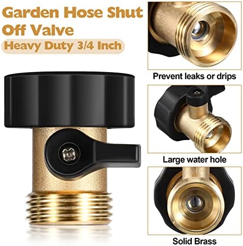 Tudomro 12 Pack Garden Hose Shut Off Valve Durable Heavy 3/4 Brass Shut Off Valve for Garden Hose with Extra Pressure Washer Water for Household Cleaning - Image 4