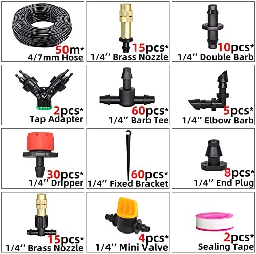 Greenhouse Brass Drip Irrigation Watering Kit System 1/4''Automatic Garden Self Water Flower Lawn Adjustable Dripper Atomizer - Image 2