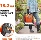 SPECILITE Portable Garden Hose Reel with 75ft Rubber Water Pipe+6.5ft, Wall Mount Lightweight Winder Combo with Nozzle for Outside, Yard, Patio - Image 2