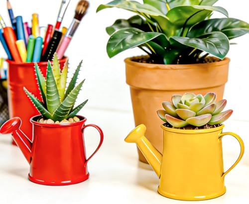 14 Pcs Mini Watering Can Miniature Color Watering Pot Garden Water Can Mini Kettle for House Crafts Party Favors - Rustic Galvanized Jug Vase, House Decor & Gardening Accessories for Flowers - Image 5