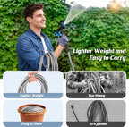 Garden Hose 100ft, Metal Water Hose, Kink-Free, Flexible Stainless Steel Hose, Heavy Duty Abrasion Resistant Leakproof Hose with 10-Function Spray Nozzle for Yard, Lawn, Outdoor, Marine and Camper - Image 3