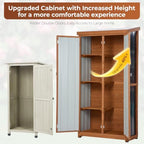 Tall Outdoor Storage Cabinet, 32" W x 16" D x 67" H Vertical Storage Shed with Wood Frame, Metal Panels, Padlock-Ready Double Doors, Sloped Roof and 3 Removable Shelves for Patio, Garden and Garage - Image 6