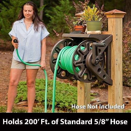 Liberty Basics 512 Wall Mounted Hose Reel with Shelf, Bronze - Image 3