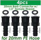 4PCS 1/2" 3/4" Threaded 16 20 25MM PE Hose Barb Tee Connector Garden Drip Irrigation Adapter Tubing Coupling Repair(SPL11-231-20MM-4PCS) - Image 2