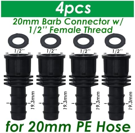 4PCS 1/2" 3/4" Threaded 16 20 25MM PE Hose Barb Tee Connector Garden Drip Irrigation Adapter Tubing Coupling Repair(SPL11-231-20MM-4PCS) - Image 2
