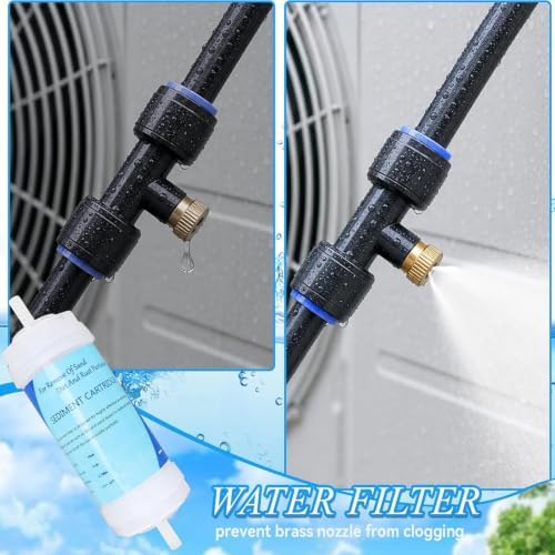 Ac Condenser Ac Mister Cooling System Kit, Anti Clog Design with Filter Mist System, Uniform Fine Mist Hose Misters Ideal for Sun Exposed Condensers - Image 3