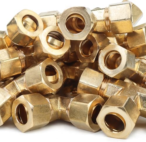 3/8-Inch OD Compression Tee,Brass Compression Fitting(100pcs) by LTWFITTING