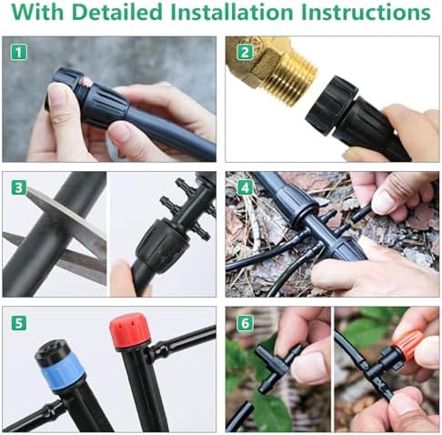 256FT Drip Irrigation System Kit, 163PCS Automatic Garden Watering Misting System with 1/4" Distribution & 1/2" Hose Tubing and Accessories for Greenhouse, Yard, Lawn, Plant - Image 3