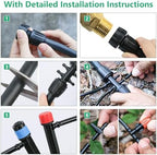 256FT Drip Irrigation System Kit, 163PCS Automatic Garden Watering Misting System with 1/4" Distribution & 1/2" Hose Tubing and Accessories for Greenhouse, Yard, Lawn, Plant - Image 3
