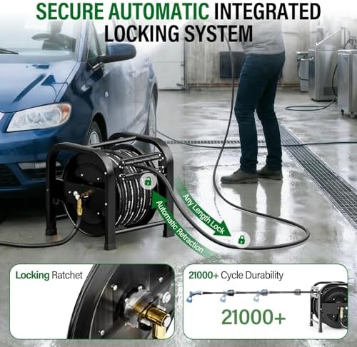 SPECILITE Retractable Hose Reel with 1/2'' x 100FT Water Pipe, 1200 PSI - Image 5