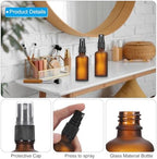 PATIKIL 2oz Glass Spray Bottles, 24pcs Leak Proof Empty Water Fine Mist Sprayer Refillable Containers for Cleaning Solutions Plants Hair, Brown Black - Image 3