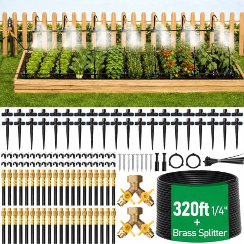 Bluepro 320FT Drip Irrigation System with Brass Splitter & Copper Nozzles by Bluepro