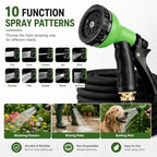 100FT Non-Expandable Flat Garden Hose with 10 Function Nozzle,No-Kink,Deep Black - Image 5