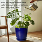 Plant Saucer for Outdoors - Ceramic Plant Saucer, 10 Inch Plant Trays for Indoors, Round Flower Pot Saucer, Large Plant Drainage Tray, Plant Plates to Catch Water Blue - Image 4