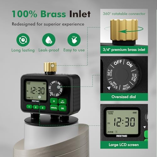 RESTMO Sprinkler Timer 3 Zone, Digital Water Timer for Garden Hose - Image 5