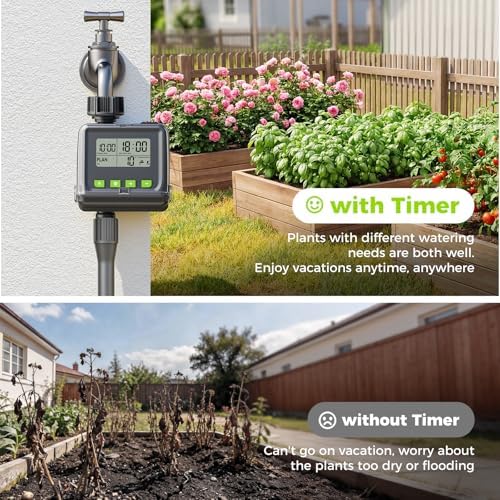 Sprinkler Timer for Garden Hose, Programmable Watering Timer with Rain Delay, Outdoor Automatic& Manual Irrigation Controller System for Lawn/Yard/Greenhouse V104 - Image 6