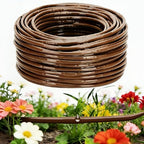 1/4" Drip Irrigation Tubing with 6" Emitter Spacing, (250 Ft Roll) Hydroponics Dripline with Built-in 0.5 GPH Dripper, Drip Line for Vegetation, Window Boxes and Garden (Brown) by Vikua