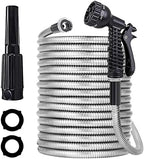 75ft Stainless Steel Garden Hose with 2 Nozzle Flexible Water Hose Lightweight Portable Tangle Free Metal Pipe for Patio Lawn Outdoor Heavy Duty Watering Water Pipe by SMYAXUNW