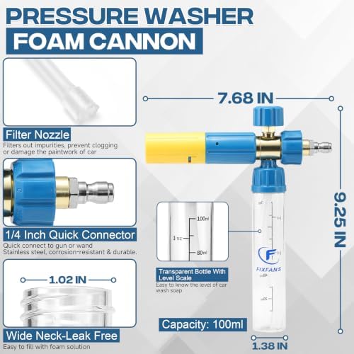 FIXFANS Pressure Washer Hose Reel with Hose, Pressure Washer Gun with Mini Foam Cannon - Image 7