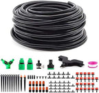 Greenhouse Micro Drip Irrigation Kit, Automatic Irrigation System Patio Misting Plant Watering System, Adjustable Nozzle Emitters Sprinkler Barbed Fittings for Garden, Greenhouse (40M) by Wisecoco