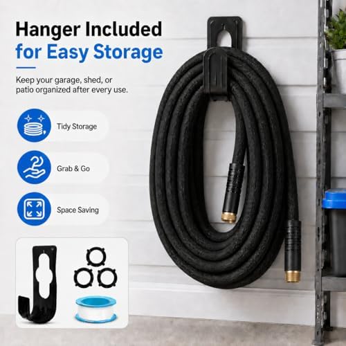 Garden Hose, Non-Expandable Water Hose with 10 Function Hose Nozzle, Lightweight Flexible Garden Hose, Kink & Tangle Free, Rust Proof Fittings for Yard, Lawn, Garden Watering (100FT) - Image 4