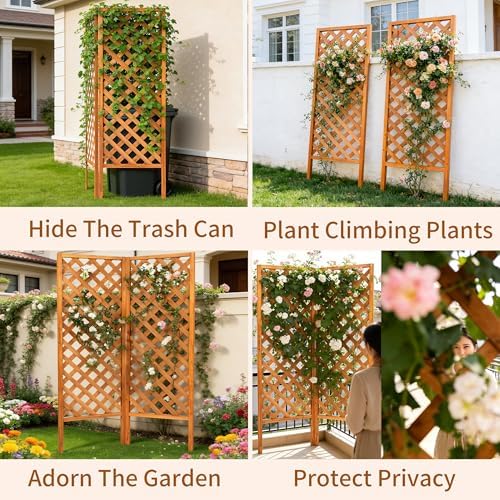 2 Pack Wood Garden Decor Trellis for Climbing Plants Outdoor - Image 5