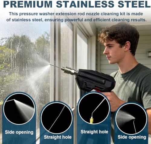 5 Pack Pressure Washer Needle Tips, Equipped with a High Pressure Hose to Prevent Head Breakage, 1/4 Quick Connect for Washer, AC Coil, Water Heater and Appliance Cleaning - Image 3