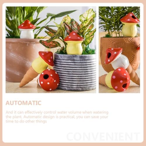 4pcs Ceramic Mushroom Plant Watering Globes, Self Spikes - Image 3