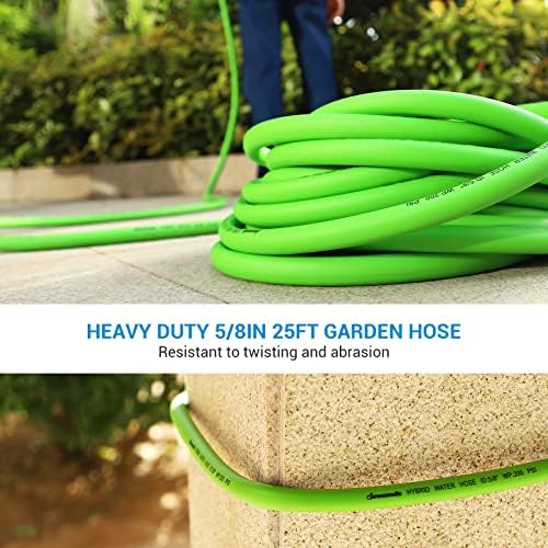 DEWENWILS Garden Hose 25 ft x 5/8", Water Hose with Swivel Handle, Heavy Duty, Lightweight, Flexible Hose for Plants, Car, Yard, 3/4 Inch Solid Fittings, Drinking Water Safe HHGH25A1 - Image 2