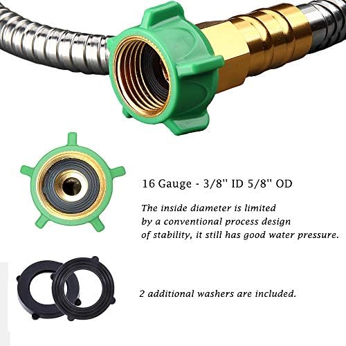 BEAULIFE 50 ft Metal Garden Hose, Solid Brass Fittings, 304 Stainless Steel Heavy Duty, No-Leak & Kink Free, Brass Garden Hose Nozzle Flexible for Yard, RV, Pet Bath, Outdoor Garden - Image 3