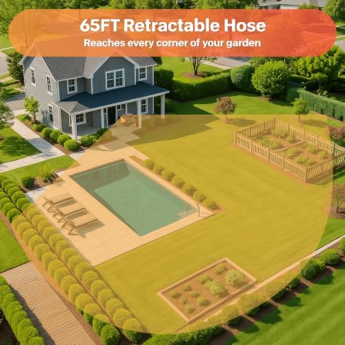 Ayleid Retractable Rubber Hybrid Garden Hose Reel, 1/2"x65ft Wall Mount - Image 6