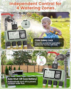 4 Zone Sprinkler Timer, Programmable Water Timer for Garden Hose - Image 3