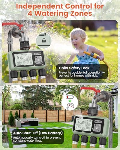 4 Zone Sprinkler Timer, Programmable Water Timer for Garden Hose - Image 3