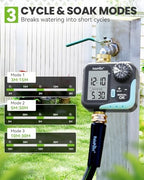 RAINPOINT Sprinkler Timer for Garden Hose - Hose Timer with Cycle & Soak/Rain Delay/Automatic Watering/Manual Watering, Programmable Irrigation System with Large Display, Brass Inlet & Outlet - Image 5